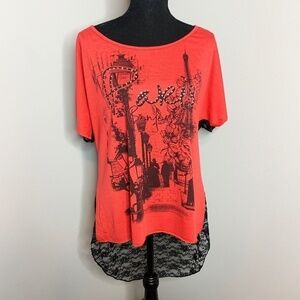 Annabelle "Paris Bonjour" Lace Back Shirt